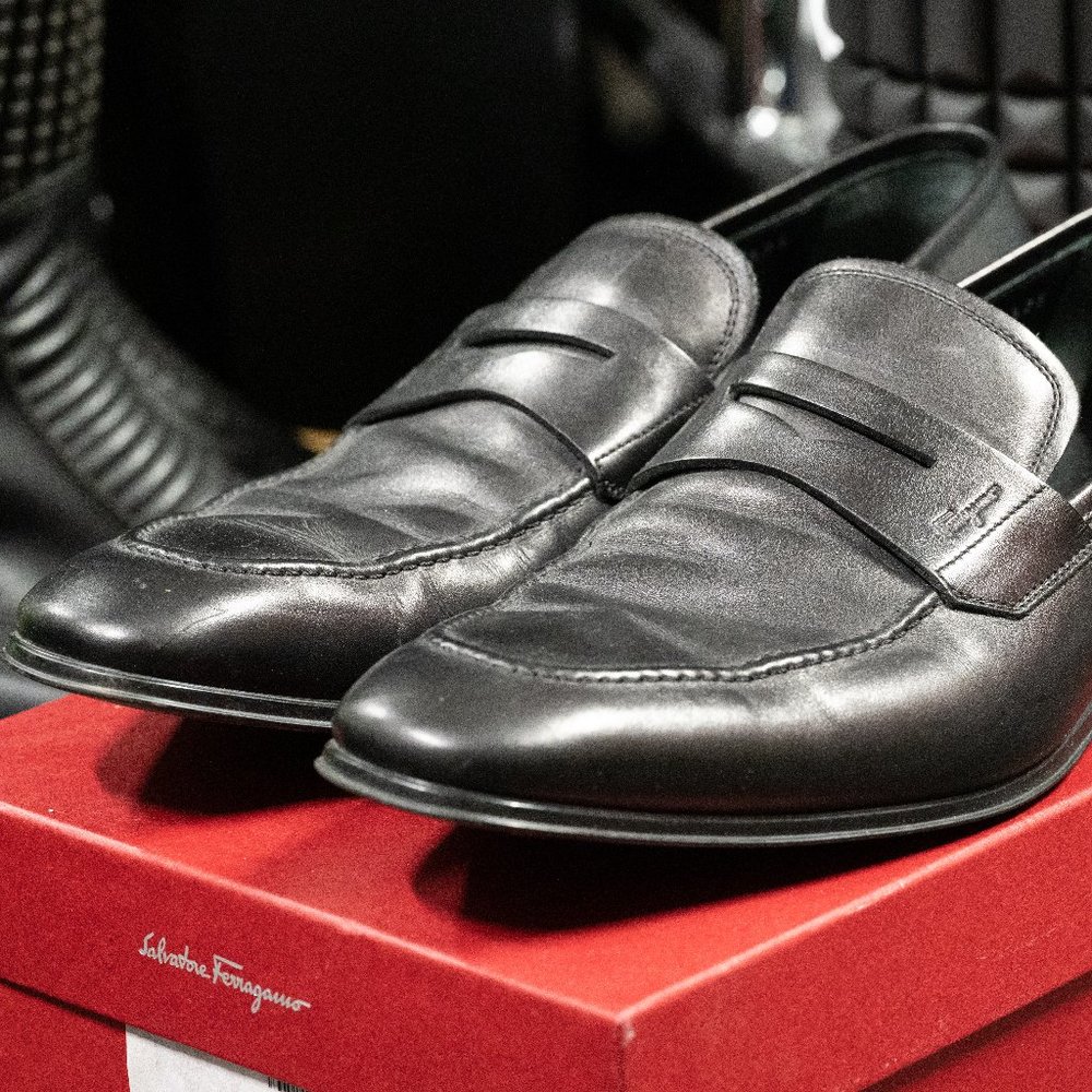 Salvatore Ferragamo Men's Corrado Penny Loafers - Nero Calf (Black)